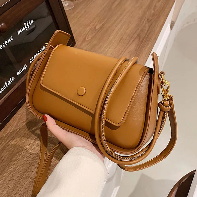 Retro Shoulder Crossbody Bag for Women 2023Small PU Leather Cute Solid Color Tote Luxury Designer Armpit Underarm Handbag  purse