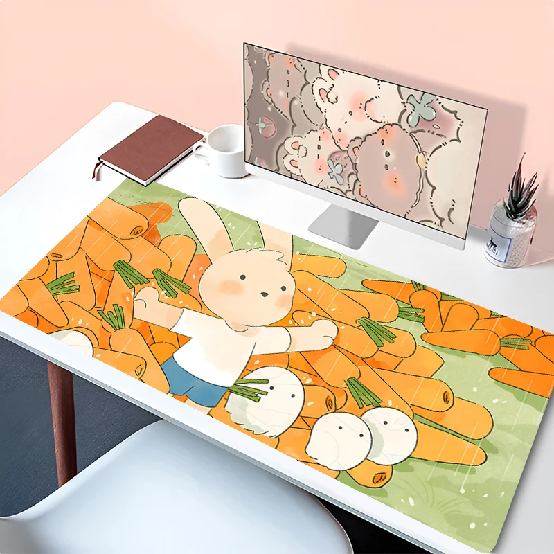 Anime Rabbit Carrots Mouse Pad Gamer Mausepad Pc Gaming Accessories Computer Mat Desk Mat Kawaii Mousepad Keyboard Rug XL Carpet