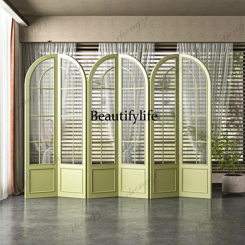 

Simple and modern, screen partition living room solid wood folding mobile, indoor bedroom decoration