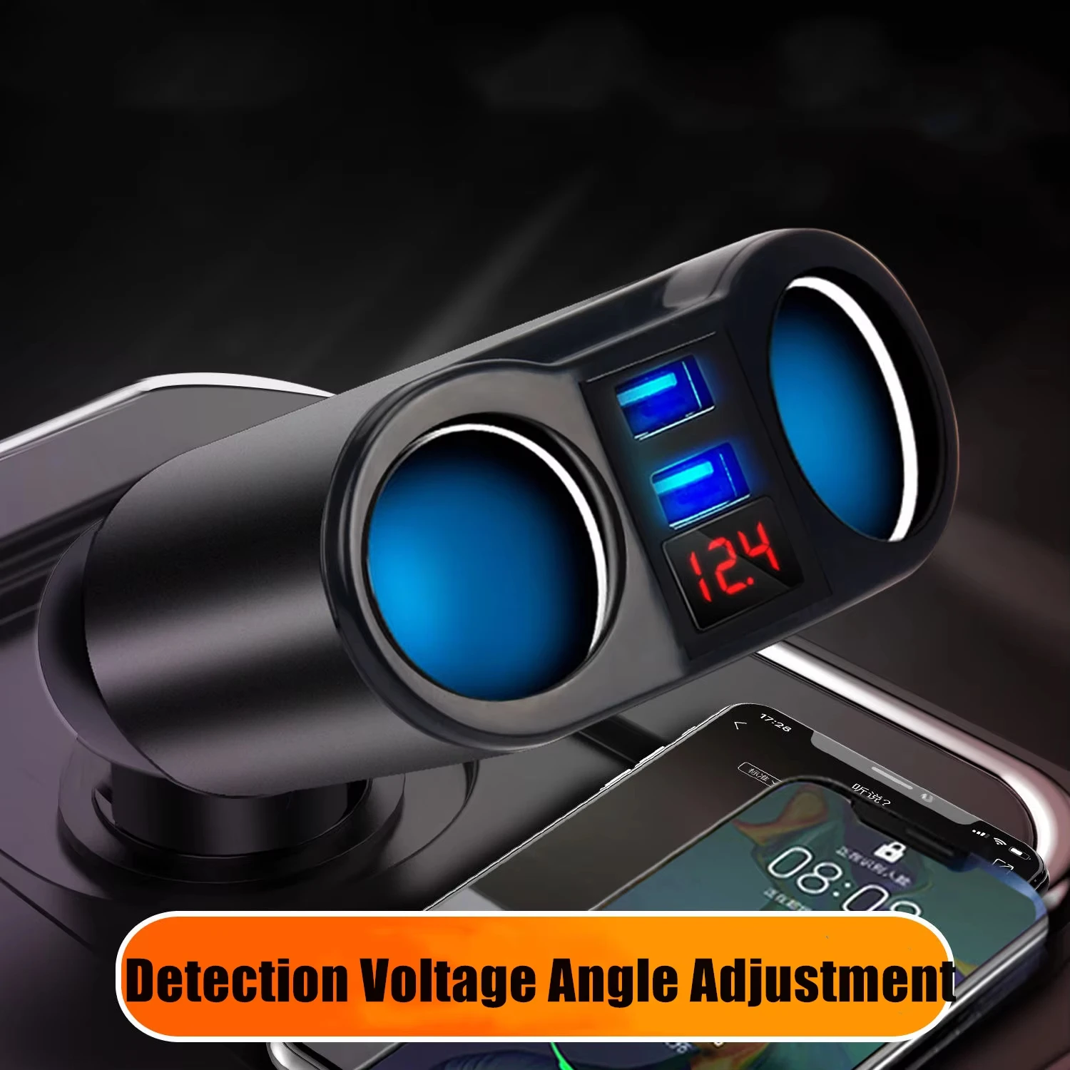 Auto-Zigarettenanzünder-Steckdosenverteiler 12V-24V Steckdosenverteiler Netzteil PD QC3.0 Schnellladung Dual-USB mit Spannungsanzeige