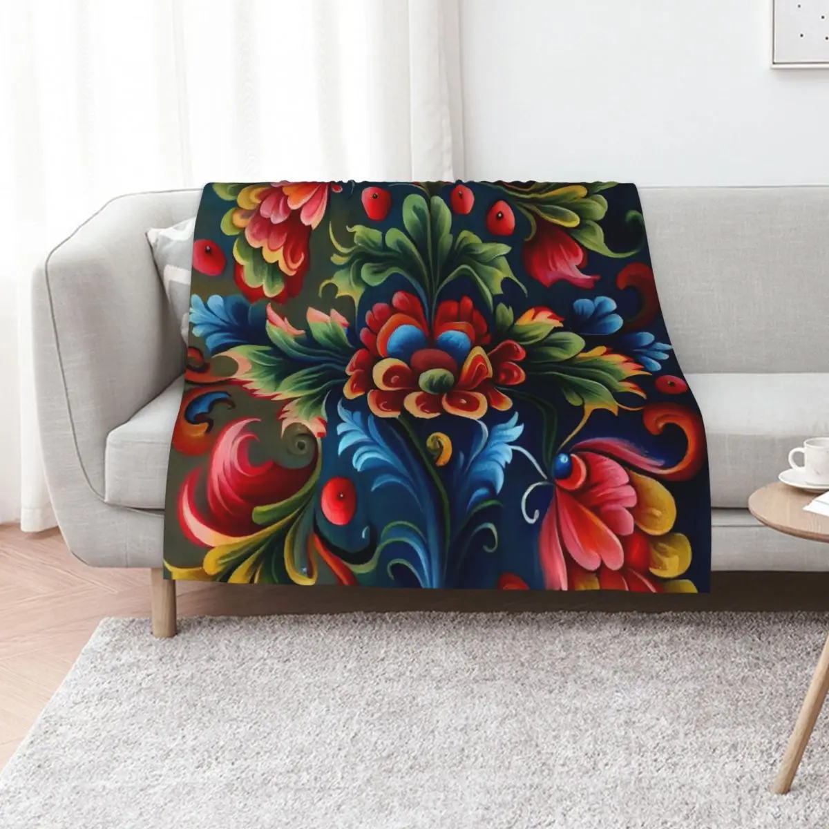 Norwegian Rosemaling-Oil On Canvas #23 Throw Blanket Decorative Beds for sofa Kid'S Tourist Soft Beds Blankets