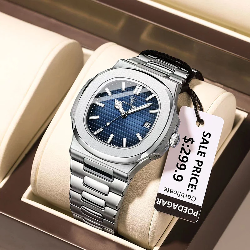 Watch Business Calendar Clock Stainless Luxury Wristwatches