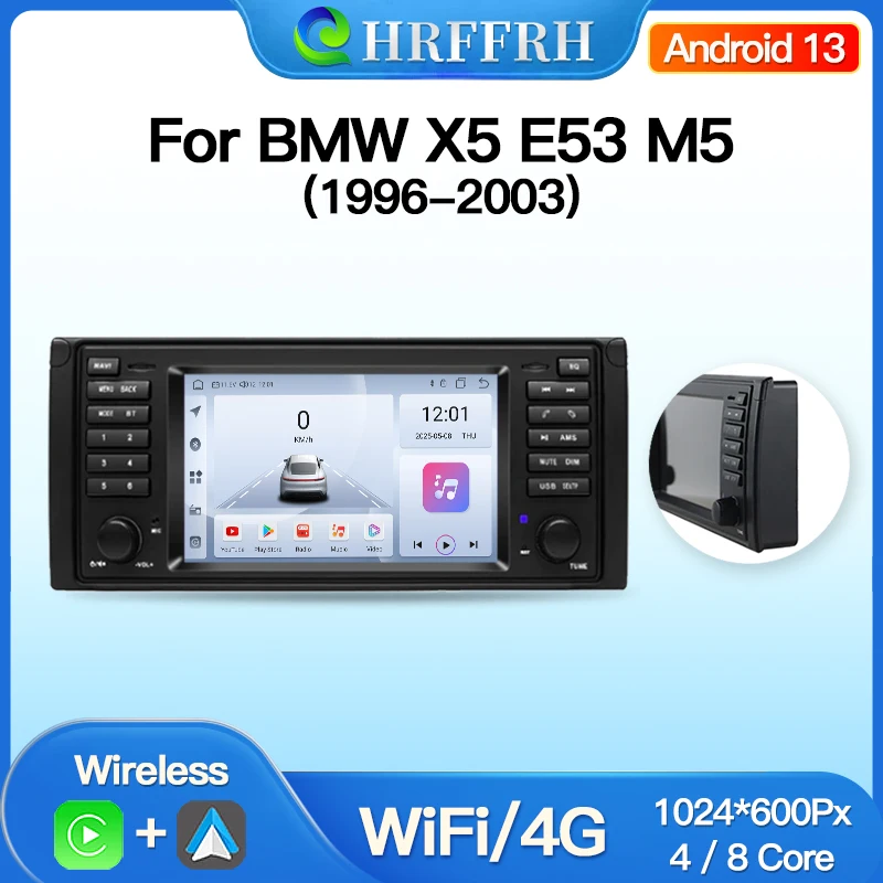 

7inch For BMW X5 E53 M5 5-Serie E39 E38 Car Multimedia Player Radio Android 13 RDS CarPlay 8 Core Auto 4G Wifi GPS BT Navigation