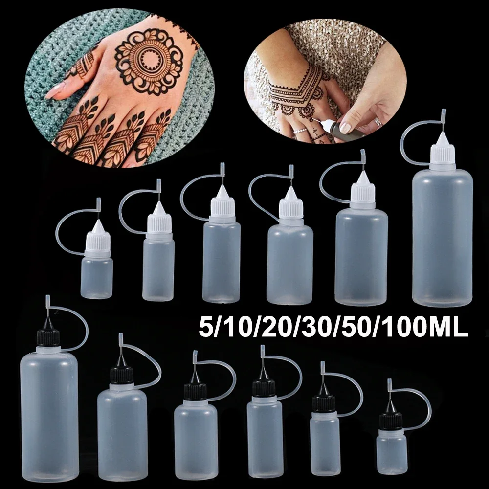 New 5pcs/set 5/10/20/30/50/100ML Needle Tip Glue Applicator Bottle for Paper Quilling DIY Scrapbooking Paper Craft Tool