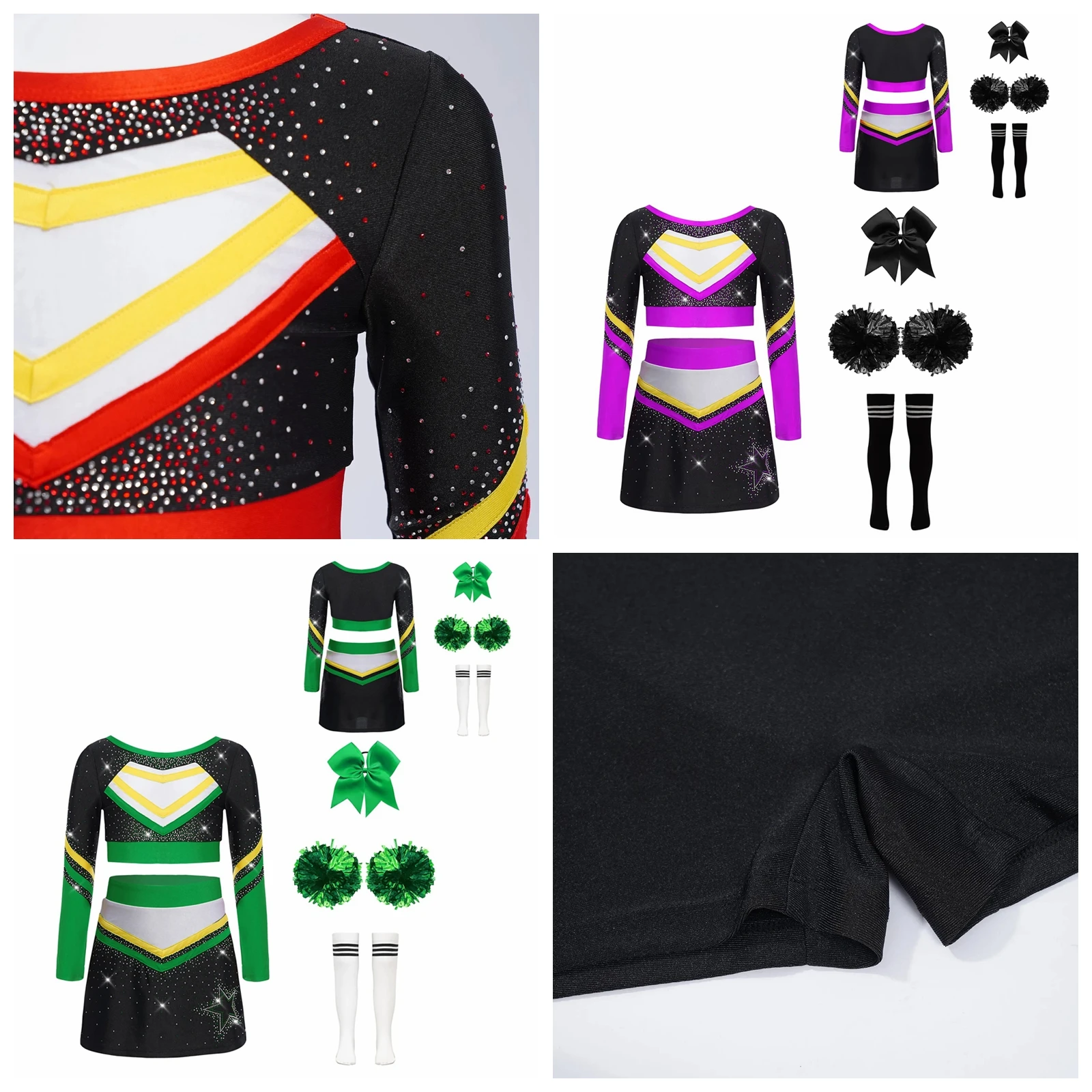 

Girls Cosplay Cheerleader Cheer Dance Outfit Wirh Flower Balls Cheerleading Uniform Cheering Team Set Cheering Dance Outfits