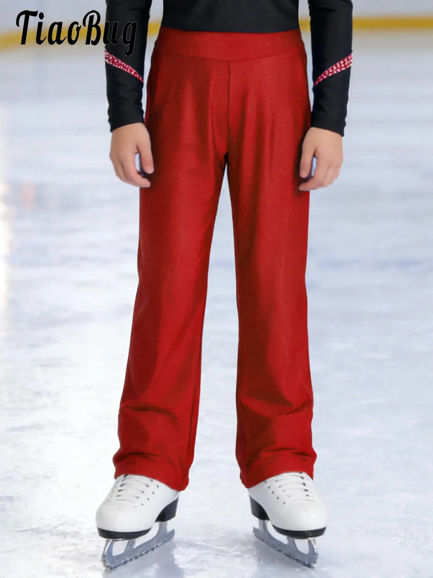 

Kids Boys Figure Skating Performance Costume Pants Worship Modern Lyrical Dance Bottoms Straight-Leg Pants for Dancing Practice