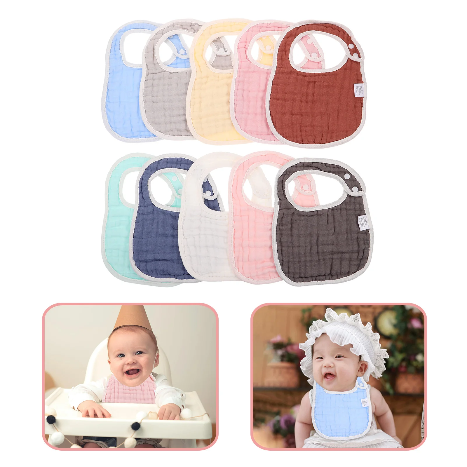 10 قطعة المرايل الطفل الوليد U-شكل بلون لعابه تغذية مريلة للرضع طفل لينة تسرب واقية من القماش منشفة عادي باندانا