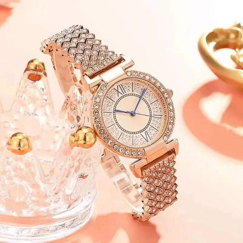 

Luxury Rhinestone Quartz Woman Watch Noble Business Fashion Alloy Strap Wristwatches for Ladies Gift Female Clock Relogio Mujer