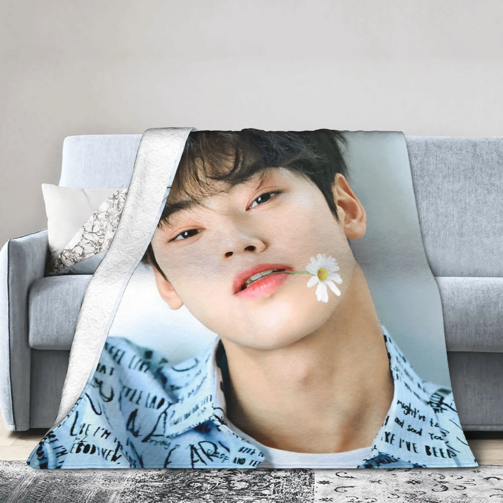 Cha Eun Woo Blanket Flannel Decoration Kpop Multi-function Ultra-Soft Throw Blanket for Bedding Office Plush Thin Quilt