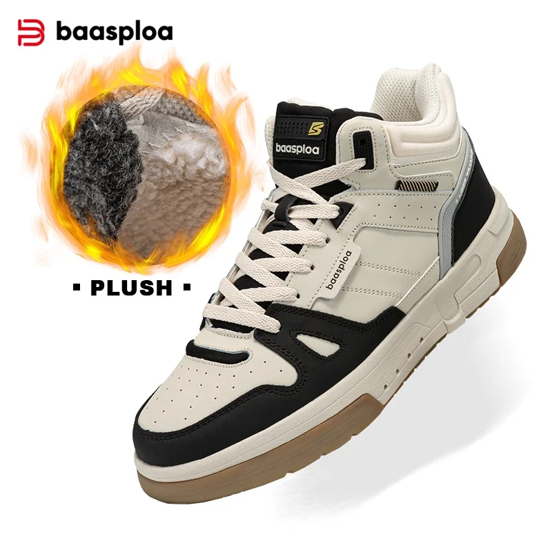 

Baasploa Men Winter Sneakers Casual Skateboard Shoes for Men Comfort Plush Warm Cotton Shoes Non-Slip Outdoor Male Sneakers