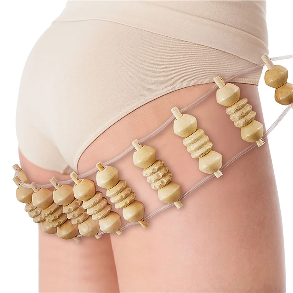 Herramientas de Maderoterapia, Rodillo de Madera Hecho a Mano para Masaje de Espalda, Herramienta de Cuerda, Kit de Maderoterapia, Herramientas para Esculpir el Cuerpo