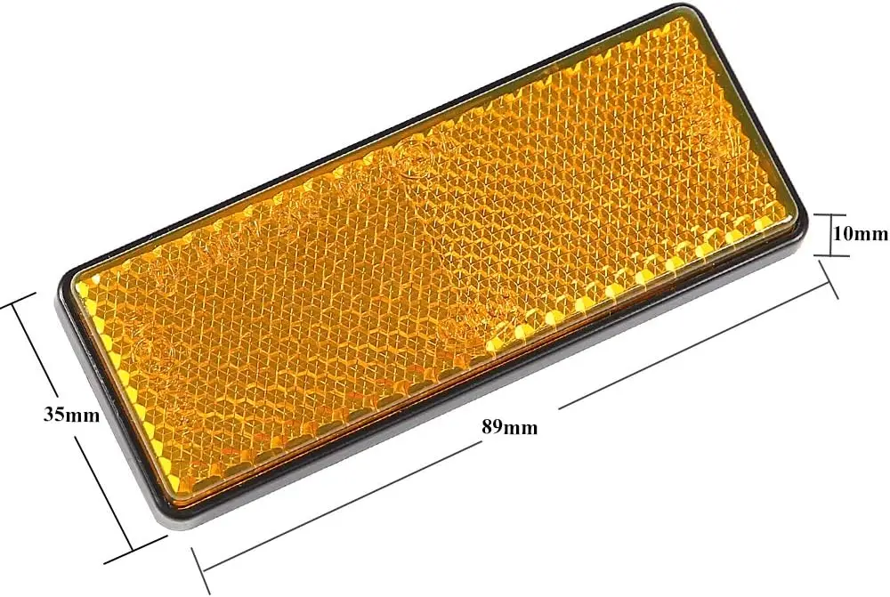 Self Adhesive Reflectors Stick-on Yellow Trailer Rear Reflectors for Gate Posts Rectangular Caravan Reflectors Pack of 8