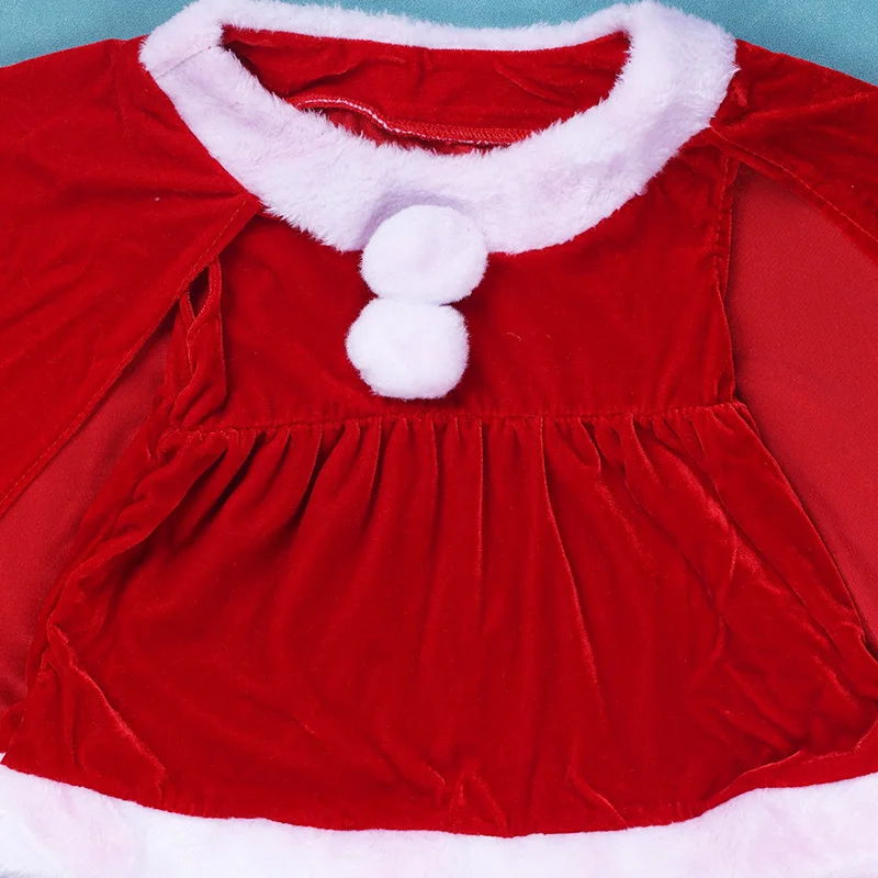 Fato de lã de alce para bebês, Papai Noel vermelho, vestidos princesa manga comprida, chapéu e xale, Natal, Ano Novo, Criança, Natal