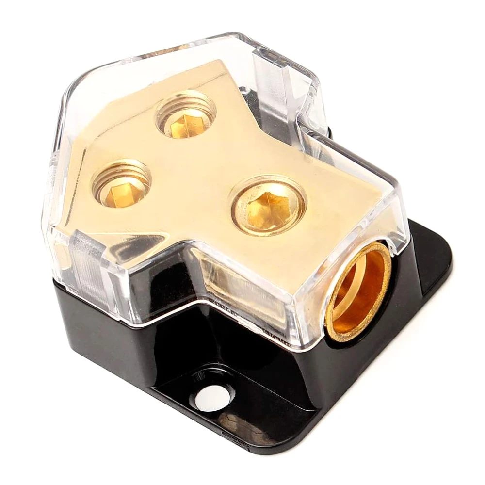 1pc 2 Way Power Distribution Block Power Ground Splitter 0/4gauge AWG For Car Audio Junction Box 1 In 2 Out