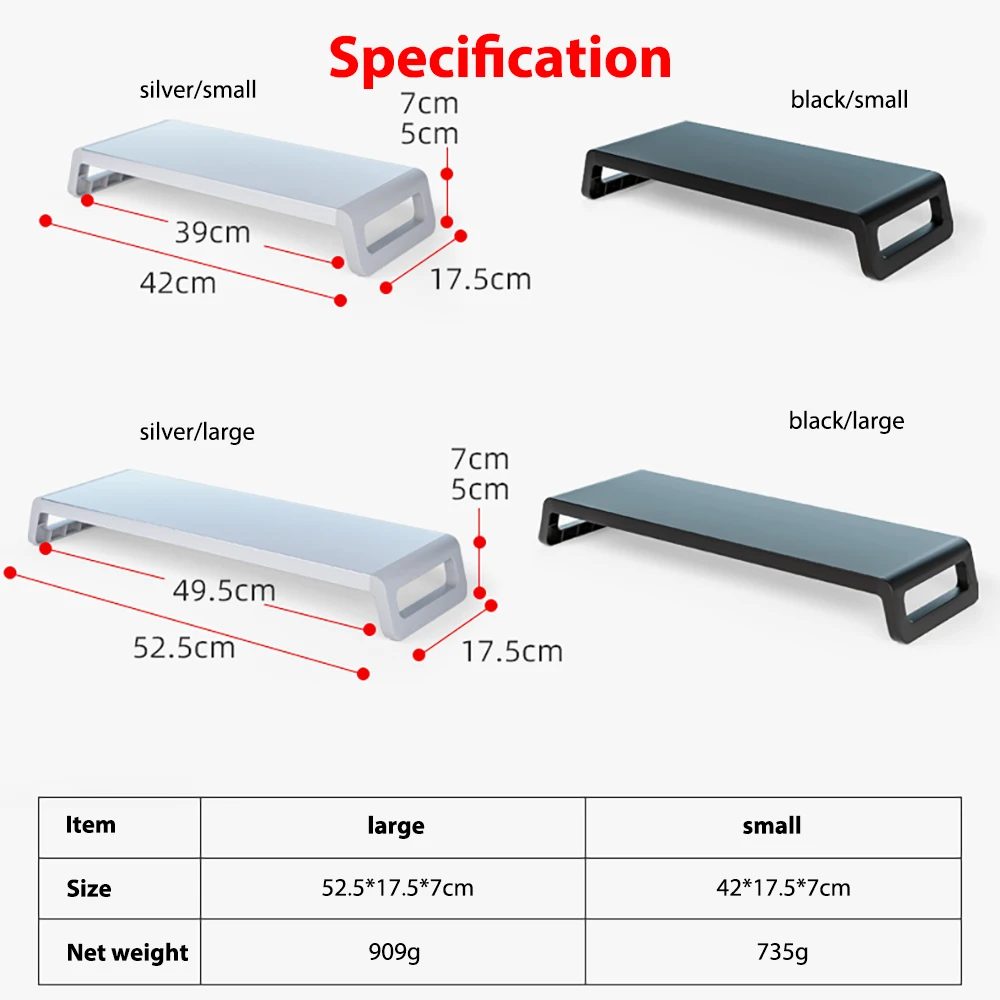 Monitor Stand Riser Metal Construction with ABS Plastic Support Underneath Storage for Office Supplies Computer Desktop Holder