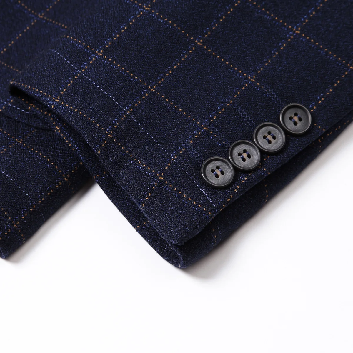 Classic Plain Collar Men's Suit Spring Autumn Plaid Busin Casual Single-breasted Two-button Regular Length Youth Fit