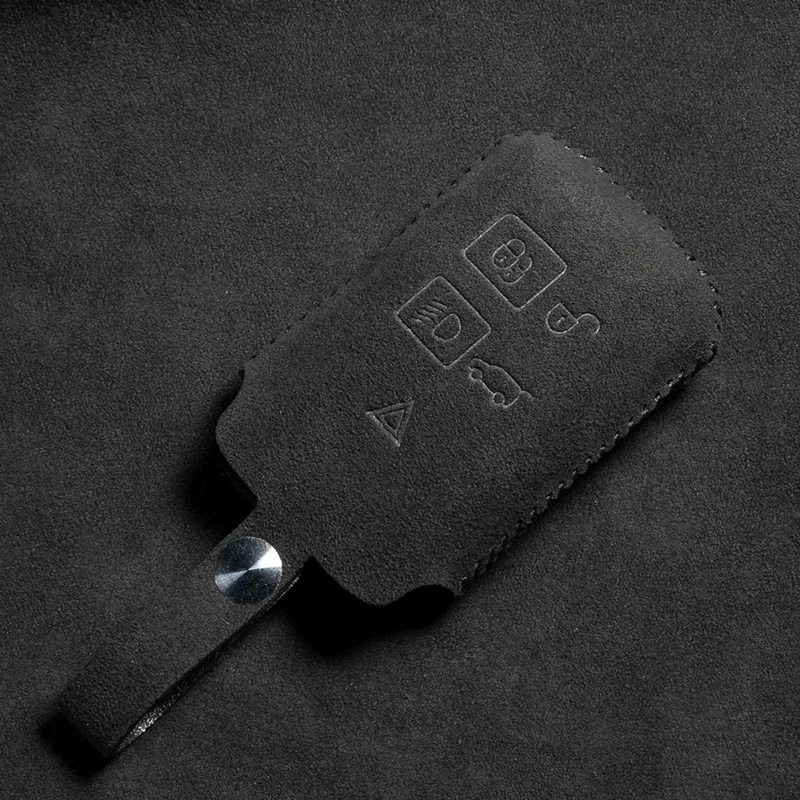 Alcantara Suede Car Remote Key Case Bag For Land Rover Range Rover Evoque Freelander 2 Velar Discovery 4 5 Keychain Accessories