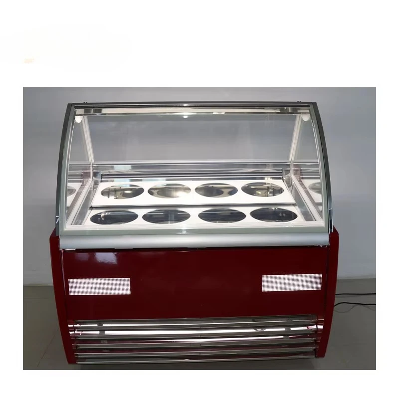 Ice Cream Scooping Freezer Ice Cream Dipping Glass Showcase Cabinet Display Refrigerator Showcase for Commercial Use