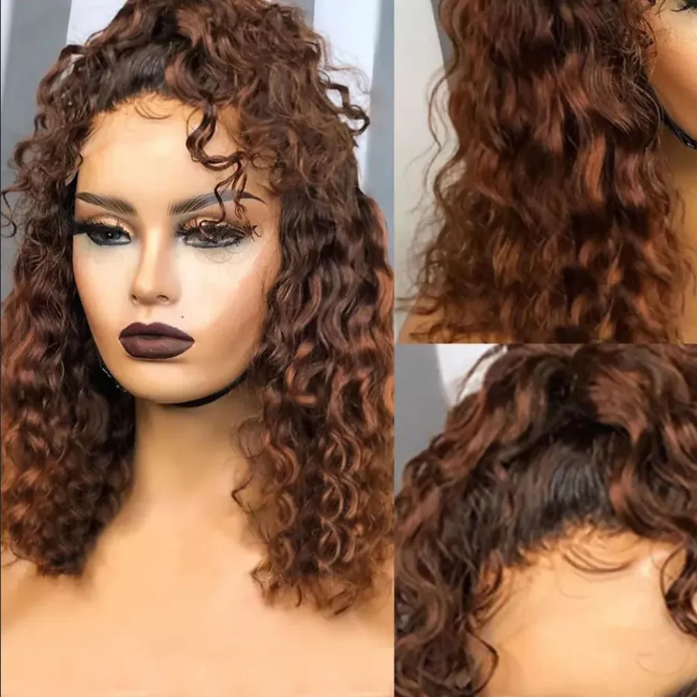 

Brown Soft 26 inch 180Density Glueless Kinky Curly Lace Front Wig For Women BabyHair 26Inch Long Heat Resistant Preplucked Daily