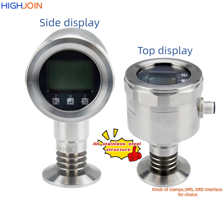 Food Beverage Industrial Equipment Sanitary Stainless Steel SS316L Pressure Gauge Sensors ISO9001 CE TUV Certification IP65/IP66