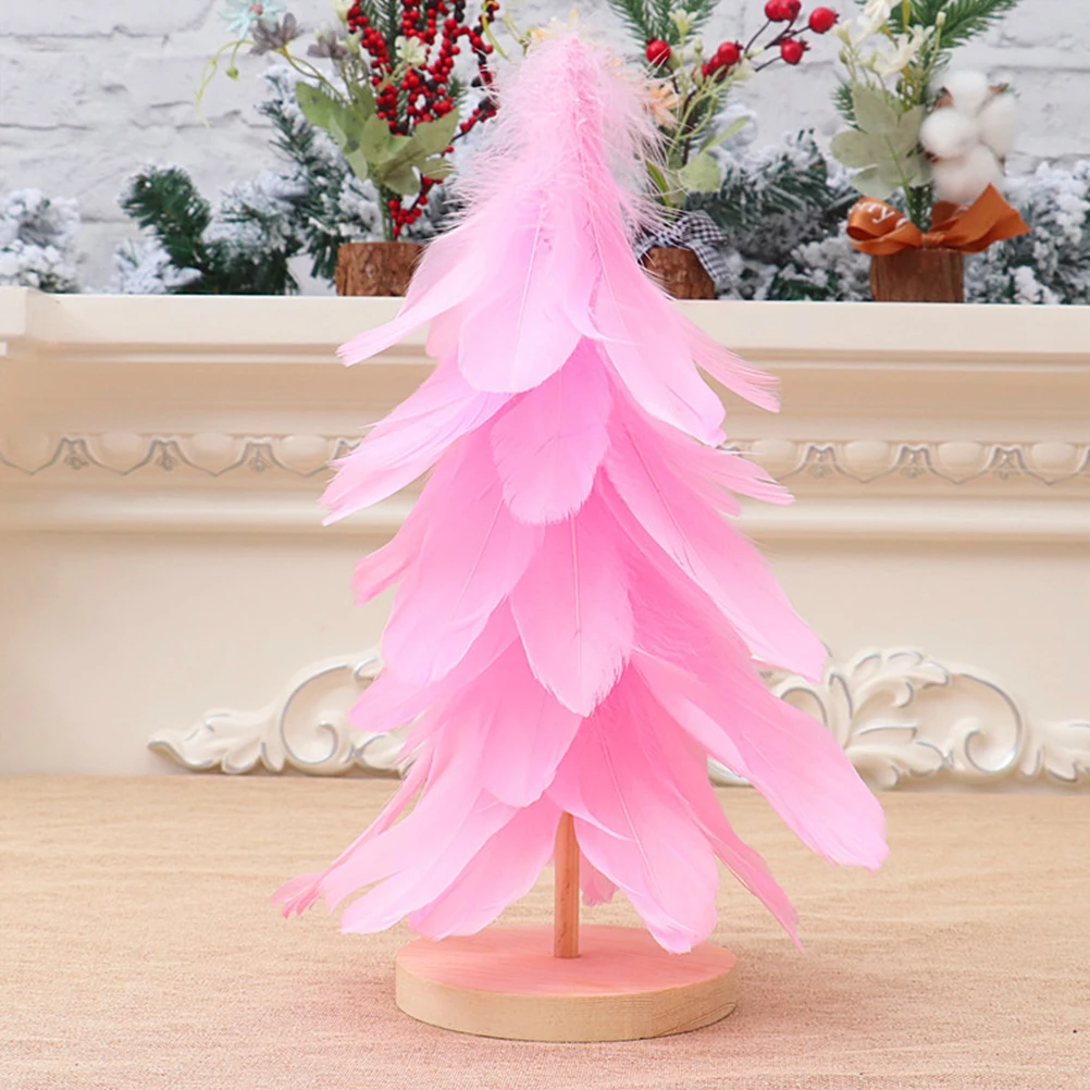 

Tree Ornament Desktop Mini Xmas Decorative Wood Base Tabletop Decoration