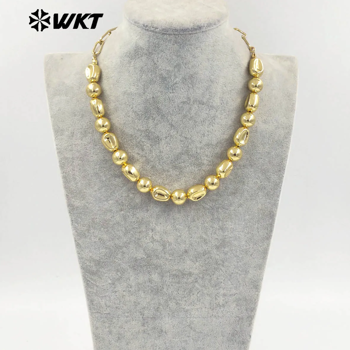 

WT-JFN30 2024 New Style Clavicle Sweater Necklace Chain length 42cm Yellow Gold Plated For Women