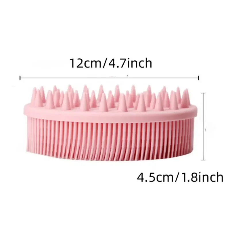 1pc Plain pink Bath Brush, Shampoo Brush, Silicone Body Scrubber, Exfoliating Body Brush, Silicone Loofah, Head Scrubber, Scalp