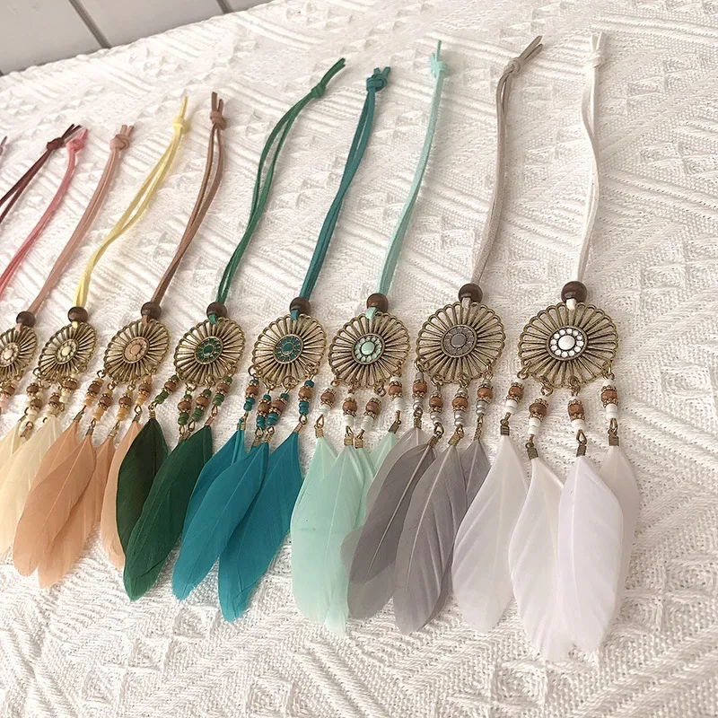 Mini Dream Catcher Handcraft Car Pendnat Feather Wind Chimes Girls Room Wall Hanging Home Decoration Keychain Birthday Gifts
