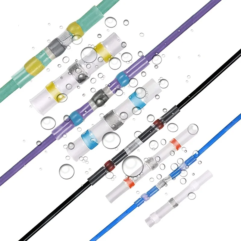

50/100Pcs Waterproof Heat Shrink Butt Wire Connectors Tinned Copper Solder Seal Wire Terminals Thermal Shrinkage Sleeve Splice