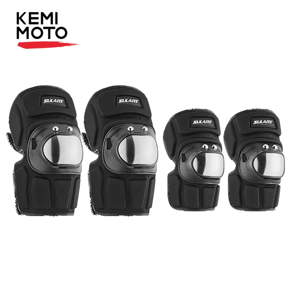 

KEMIMOTO Motorcycle Stainless Steel Knee Pads Elbow Pads Outdoor Riding Short Thickened Protectors Gears Guards Moto Off-Road