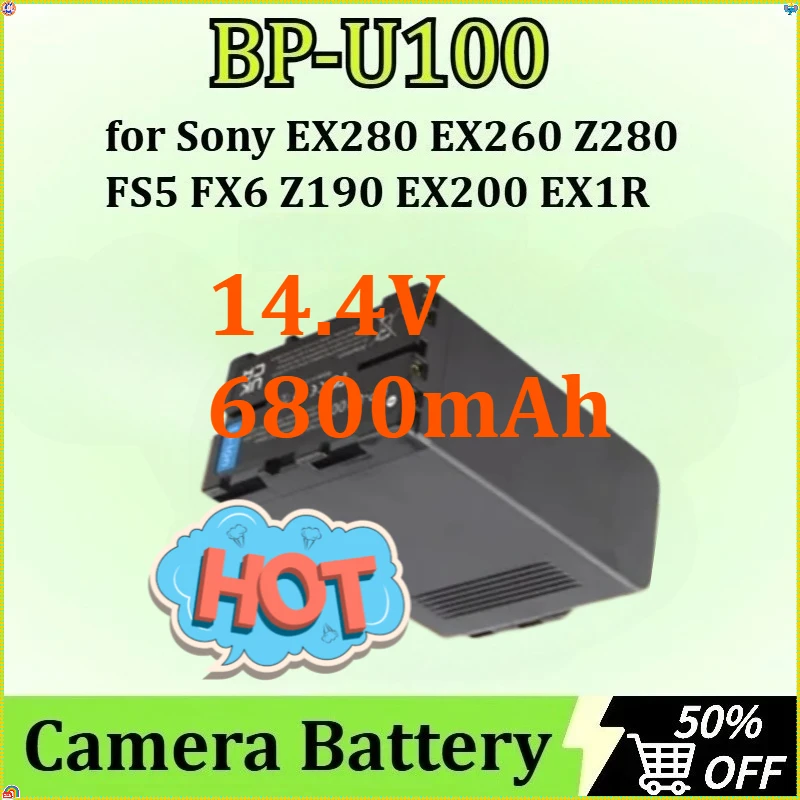 

BP-U100 Camera Battery for Sony BP-U30 EX200 EX280 EX260 Z280 FS5 7 FX6 Z190 EX1R U35 U70 with D-Tap USB Output 14.4V 6800mAh