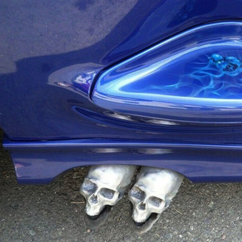 Motorcycle Exhaust Pipe Decoration,Halloween Skull Creative Car Escape Pipe Decoration