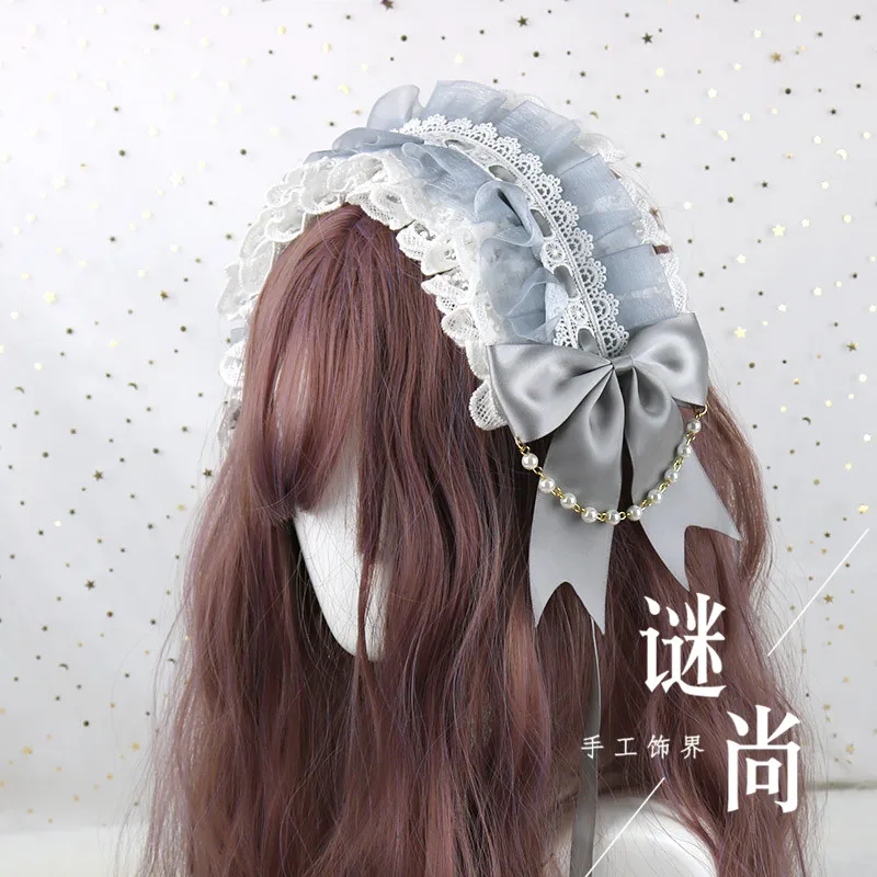 Japanse handgemaakte zachte meisje witte kant hoofddeksel Lolita boog parel zoete veelzijdige Kc hoofdband pop haaraccessoires voor vrouwen