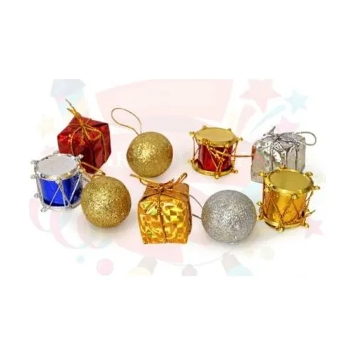 Happyland Karışık Christmas Tiny Tree Süsü Set Tiny Balls Drums Bundles Total 24 Piece Mixed Color No:2