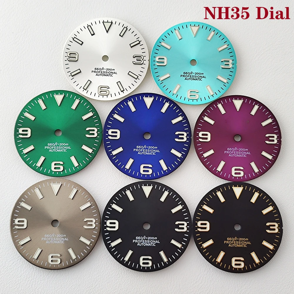 NH35 dial 28.5mm 369 Nails Watch Dial Sun Pattern Modified Dial Green Luminous fit NH35/NH36 Movement Watch Repair Parts