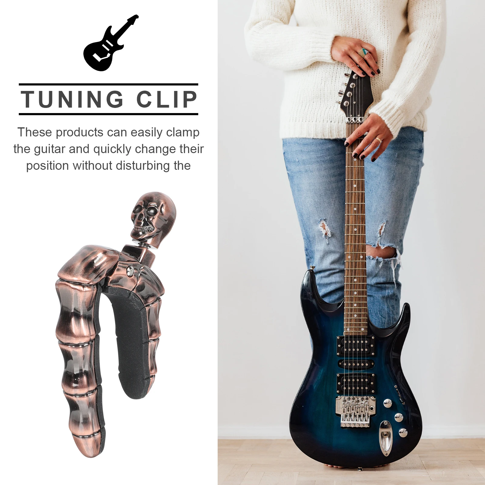 

1 Pcs Stylish Skull Guitar Capo Exquisite Multi-function Guitar Sandhi Clip Durable Silicone Alloy