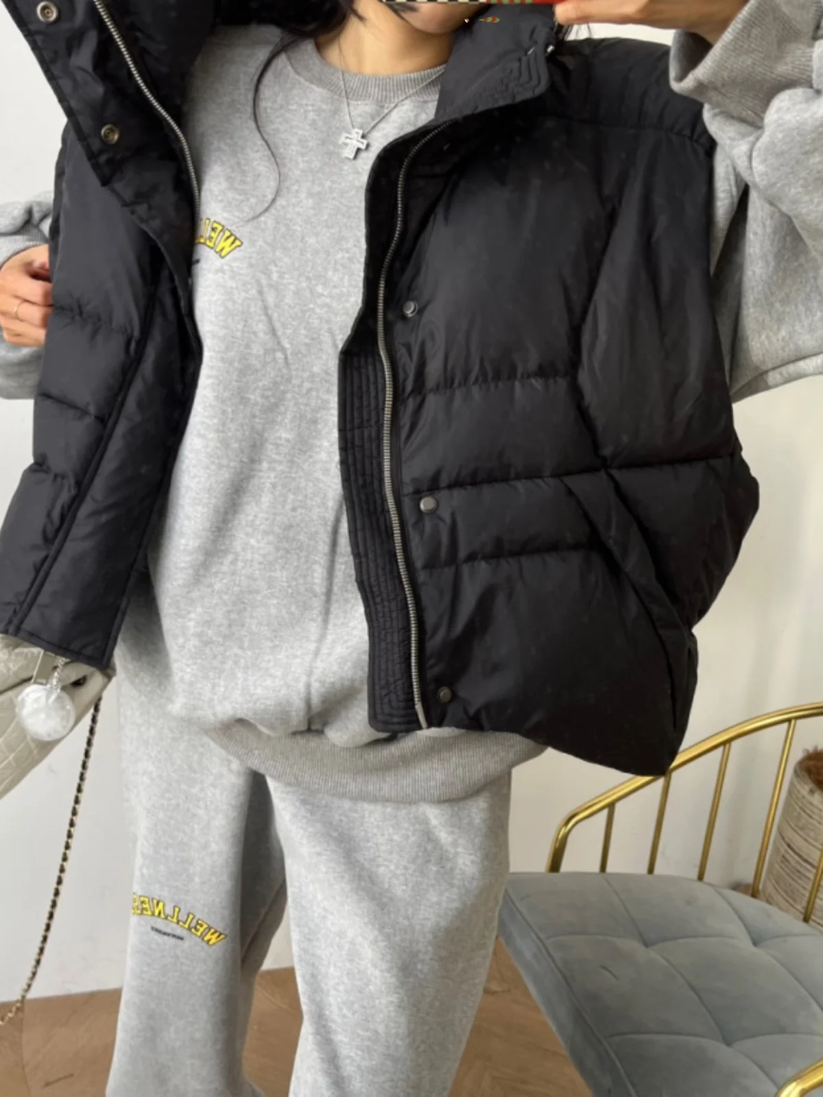 

Women's down Cotton Vest ort Sve Stand Collar Warm Outerwear Jaet Autumn Winter Loose Fit Versatile High Collar Zipper...