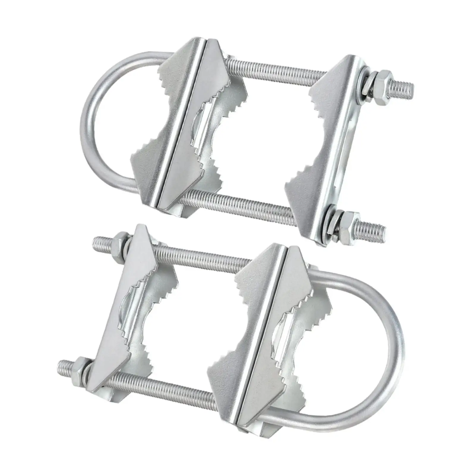 2 Pieces Double Antenna Mast Clamp V Jaw Block with U Bolts for Deck Railing
