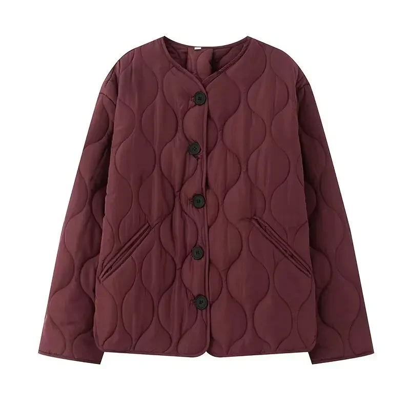 

Women's Style Outerwear Fashionable Versatile Winter Coat Cross-Border Loose Fit round Neck Quilted Cotton Jacket Warm