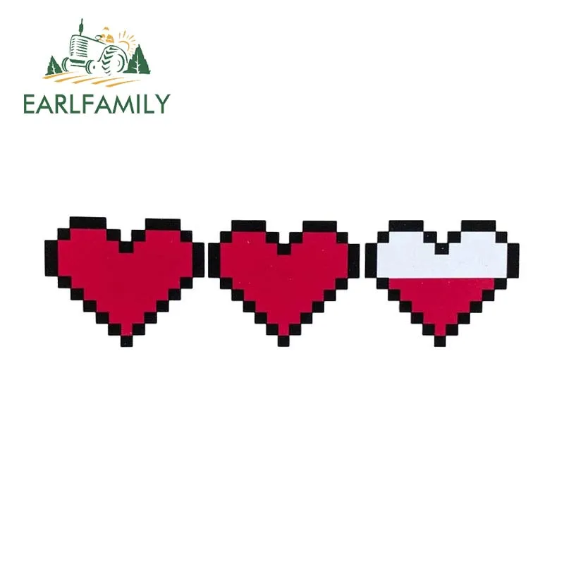 EARLFAMILY 13cm x 3.6cm for Pixel Heart Pride Car Sticker Humorous Car Lable Personality Decal Funny Scratch-Proof Windows Decor