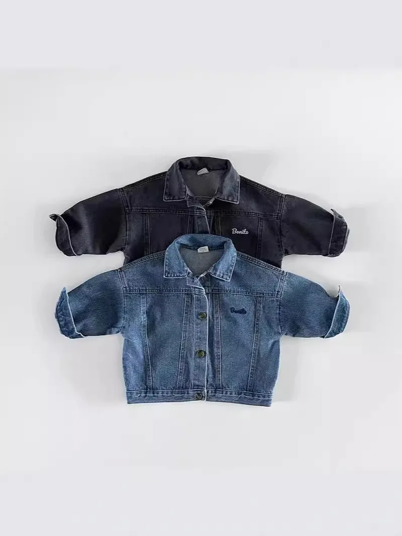 2025 Autumn New Baby Long Sleeve Denim Coat Fashion Boys Lapel Jacket Infant Girl Fashion Casual Cardigan Toddler Clothes