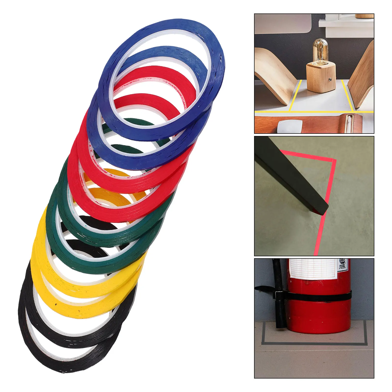 10 pièces 5S ruban de positionnement de bureau 3Mm X 50M ruban de Segment d'avertissement sans couture ligne de marquage de couleur pour utiliser la flamme d'isolation