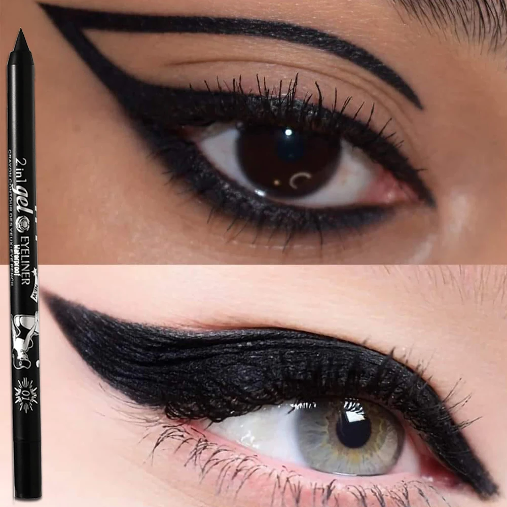 2In1 Eyeliner Lip Liner Gel Pencil Lasting Not Blooming Blue White Black Brown Eyeliner Pen Waterproof Eyes Makeup Fast Shipping