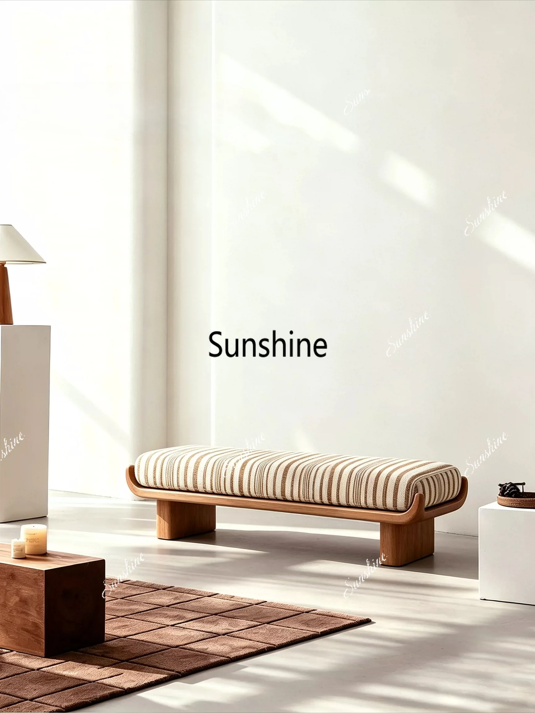 Modern simple striped bench living room entry shoe changing stool