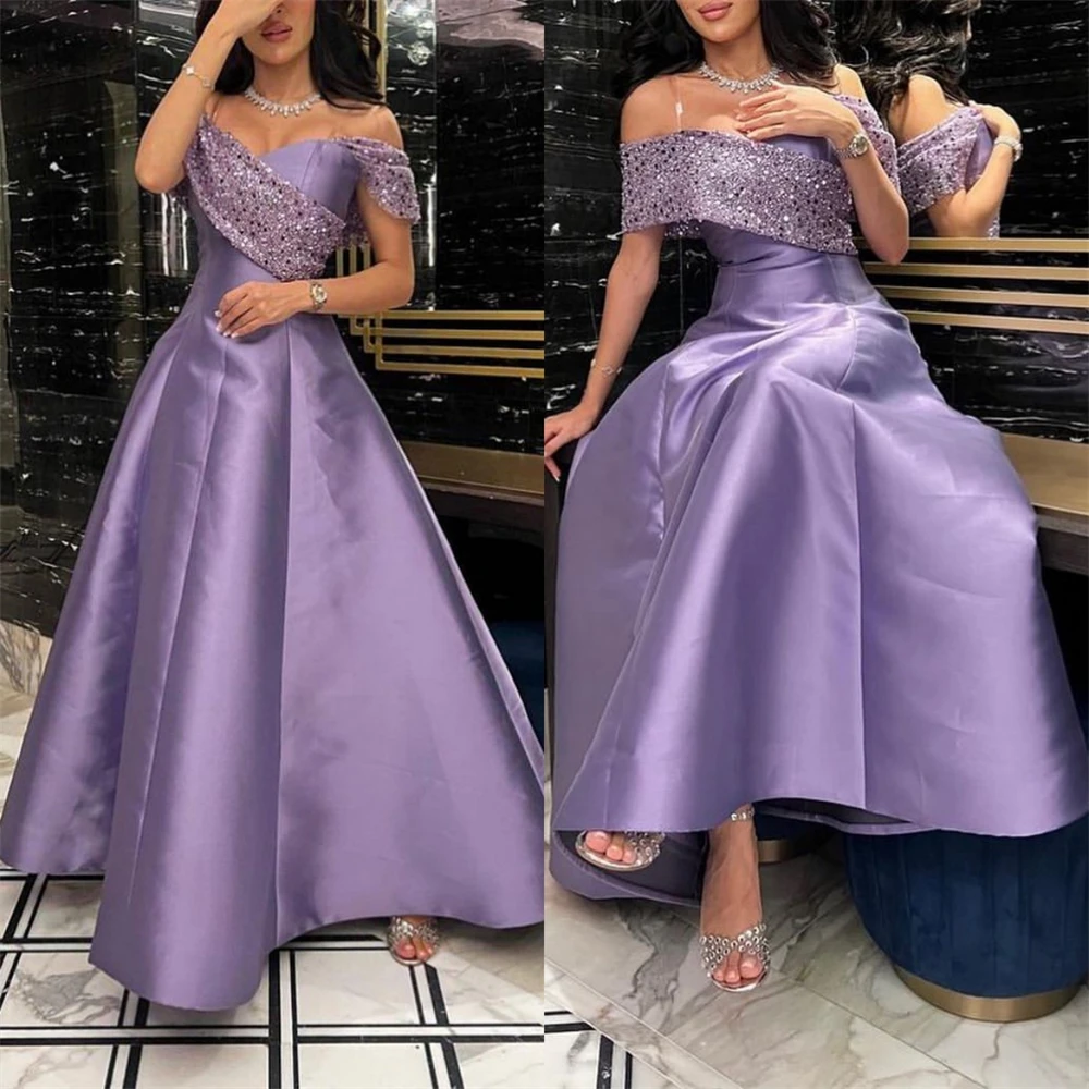 

Prom Dresses Exquisite Off-the-shoulder Ball Gown Cocktail Sequin Draped Satin Occasion Evening فساتين سهرة на выпускной