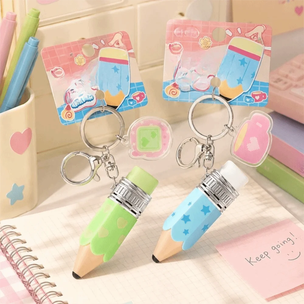 Sound Making Clicker Keychain Retractable Tip Delicate Acrylic Tag Retractable Pencil Smooth Solid Plastic Soft Clicking Sound