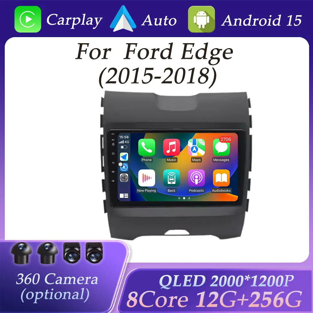 

DSP Stereo Wireless CarPlay for Ford Edge 2015 - 2018 Car Radio Video Multimedia Player Split Screen GPS Navigation Bluetooth 4G