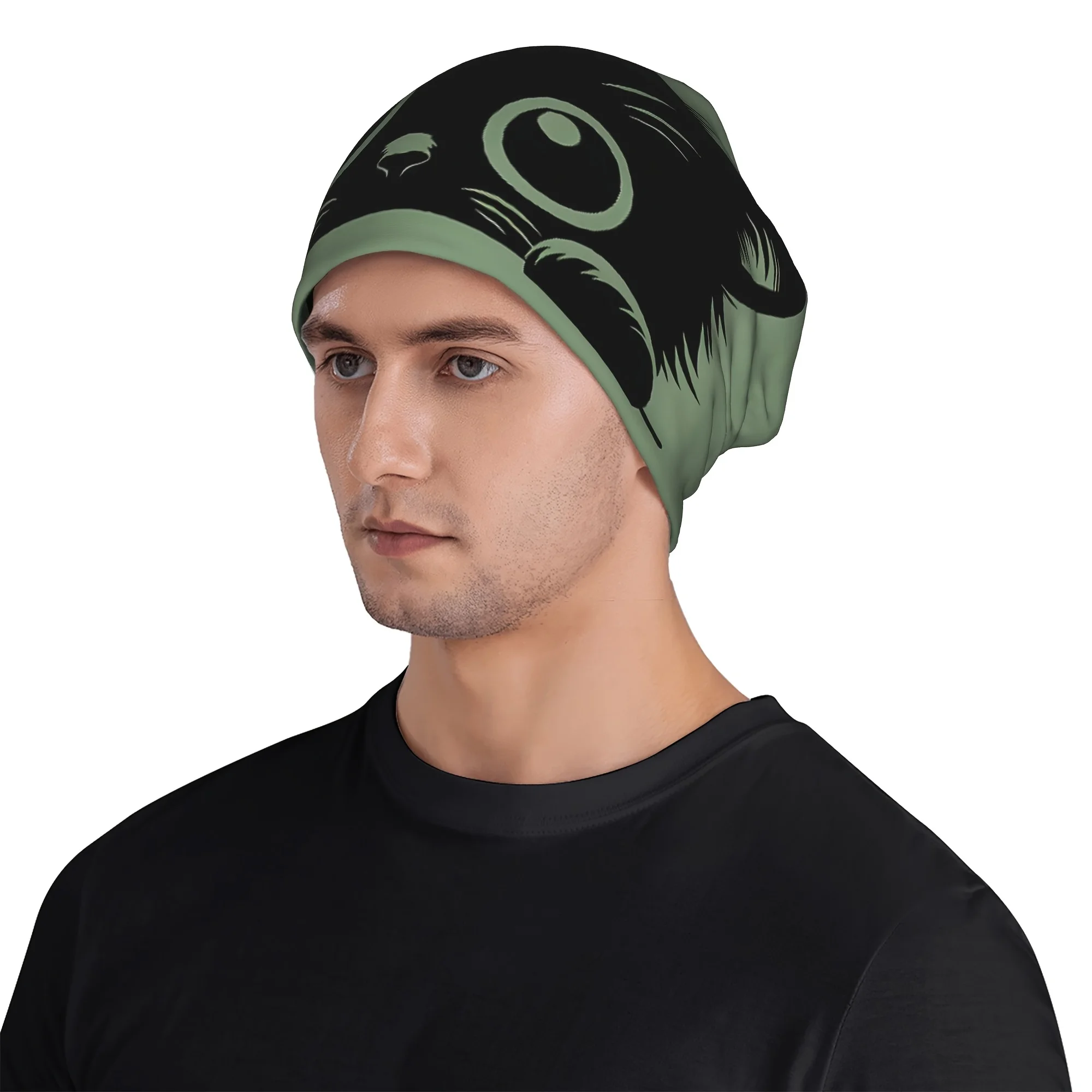 Cute Peeking Black Cat Skull Cap Unisex Hip Hop Beanie Hat with Peeking Cat Ears Comfortable for Themed Parties Casual Attire