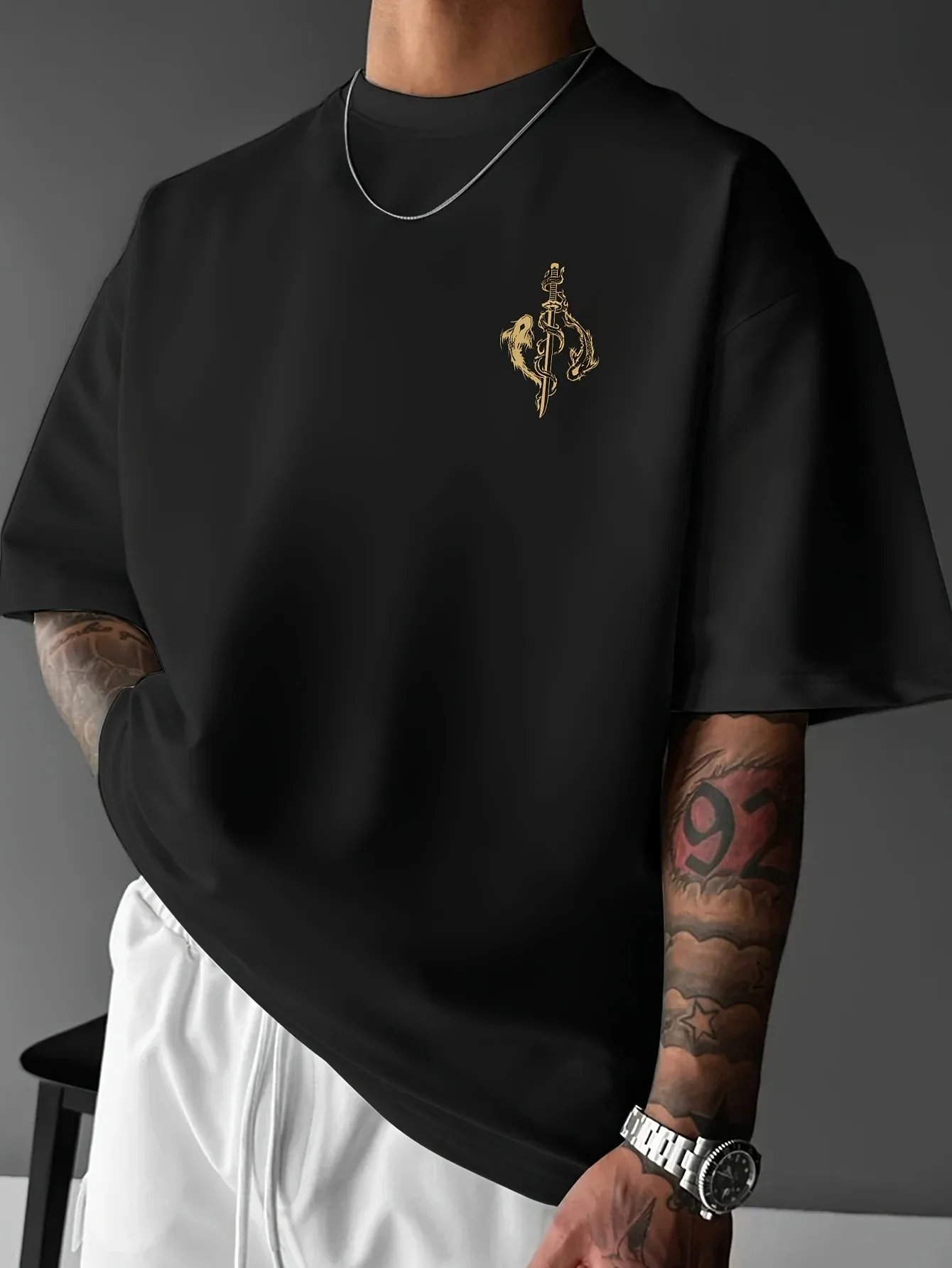 Bushido & Samurai Sword Print  Cotton Men Woment T-shirt Summer Autumn Daily Outdoor Sports Casual Loose Street Short-sleeve