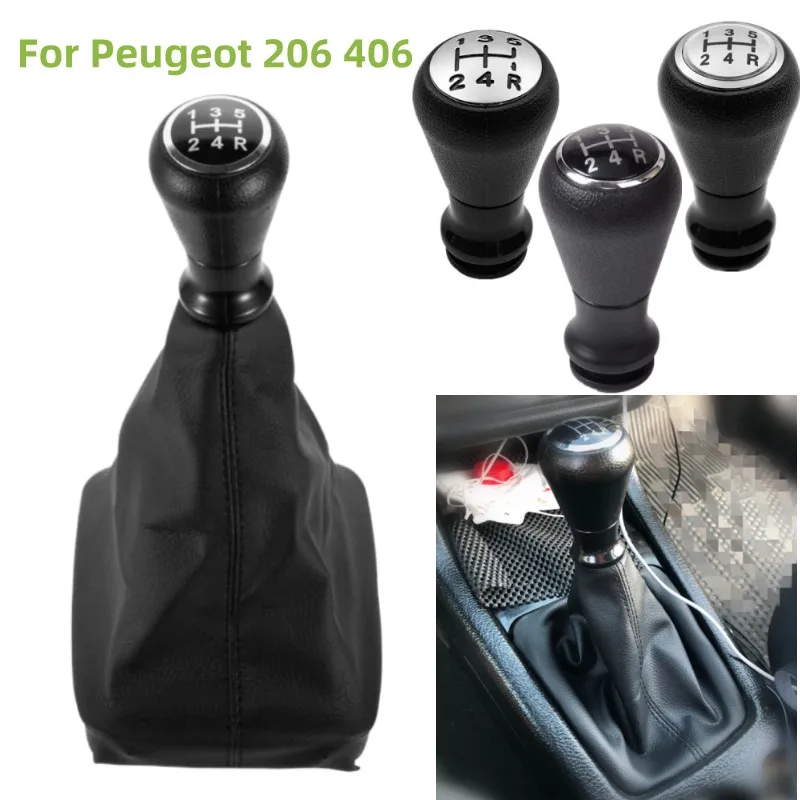 

For Peugeot 206 406 Hand Speed Gear Shift Knob PU Leather Gaiter Boot Collar Case Lever Shifter Stick Auto 5 Speed Accessories